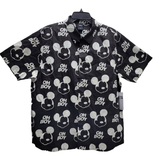 Neff Other - NEFF DISNEY COLLECTION MICKEY MOUSE BUTTON FRONT BLACK MEN SHIRT SIZE L NWT